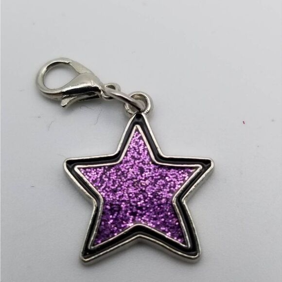 Glitter pink star charm pendant - Picture 1 of 2